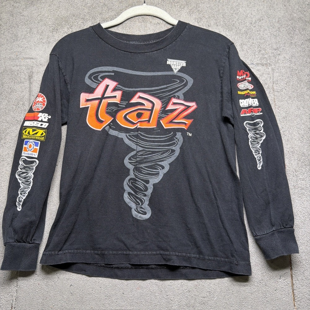Monster Jam Taz Long Sleeve Graphic‎ T Shirt Black Vintage 2000s Youth XL